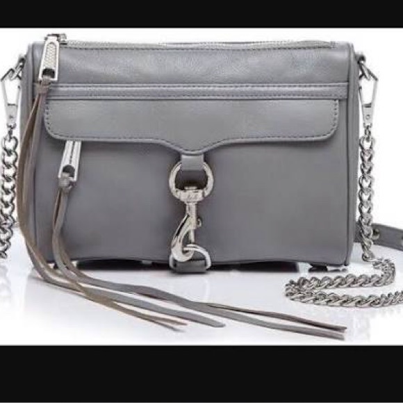 NEW!! Women’s Rebecca Minkoff Gray Leather Mini MAC Crossbody Bag - Picture 1 of 7